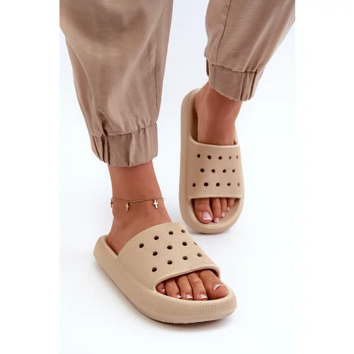 Kesi Women's foam slippers with thick soles, beige Beula