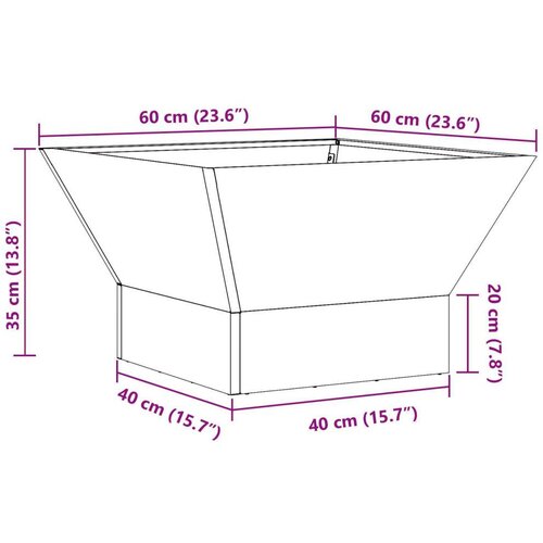 VidaXL Hladno valjani čelik/Crna Hladno valjani čelik 60 x 60 x 35 cm Slike