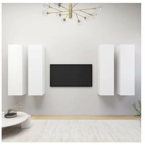  TV omarice 4 kosi bele 30,5x30x110 cm iverna plošča