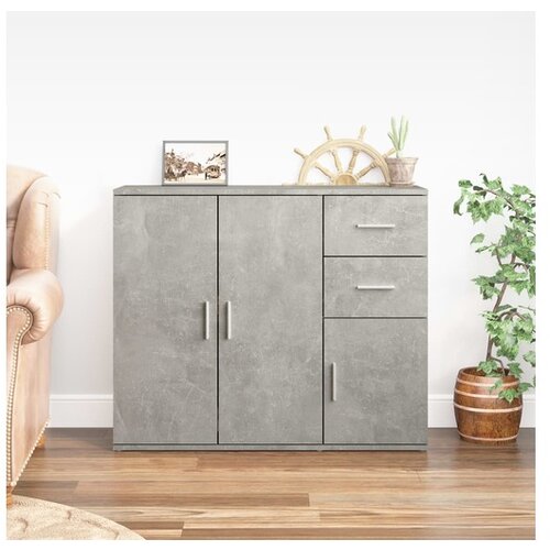  Komoda betonsko siva 91x29,5x75 cm inženirski les Slike