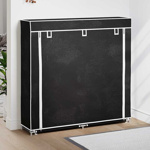 Ormarić za Cipele s Pokrovom od Tkanine 115 x 28 x 110 cm Crni Cijene