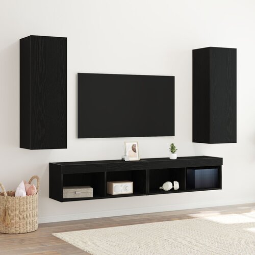 vidaXL TV omarica Set 2 Črn hrast Inženirski les 30,5 x 30 x 90 cm Cene