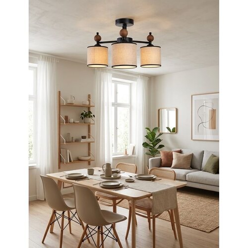 Opviq luster Neptun Wood 3, 3 &times; E27, crni / braon Cene