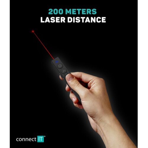 Connect IT CLP-2050-BK - Bežični prezenter sa laserskim pokazivačem 1xAAA Slike