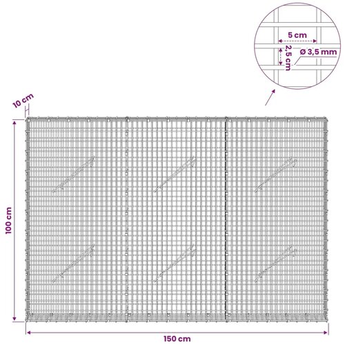  Gabion s žicom debljine 3 5 mm i mrežom 5x2 5 cm 150x10x100 cm - 10 cm 100 cm 150 cm Slike