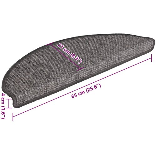  Prostirke za stepenice 15 kom 65x21x4 cm bež i sive poluokrugle velike Slike