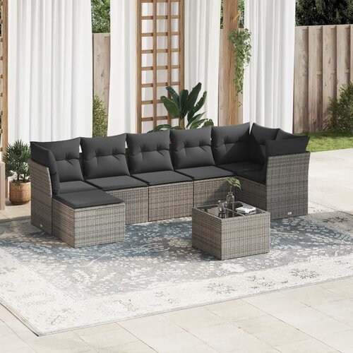  8-dijelni set vrtnih sofa od poliratana s jastucima sivi Cene