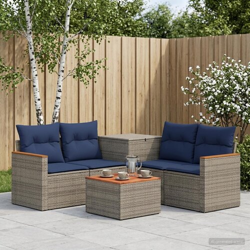  Set sofe 6 kom. Siva i tamnoplava 55 x 55 x 37 cm Slike