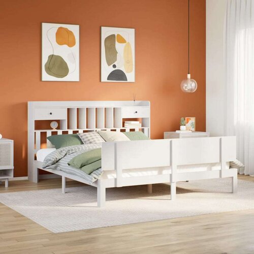 vidaXL Krevet s regalom z knjige bez madraca bijeli 180x200cm borovina Cijene