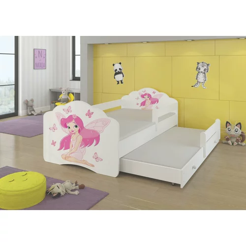 ADRK Furniture dječji krevet Casimo II grafika s dodatnim ležajem - 80x160 cm s ogradom
