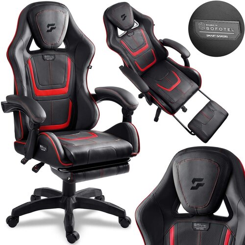 Sofotel Specter 242901 gaming stolac s naslonom za noge &ndash; crveno-crni Cijene