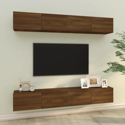  Zidni TV ormarići 4 kom Smeđi hrast 100 x 30 x 30 cm drveni