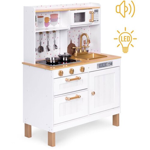 Ecotoys Drvena kuhinja za decu zvuk i led diode large sa ormarićima i 7 dodataka ( 7275 ) Cene