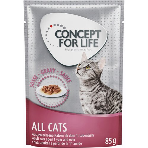 Concept for Life Indoor Cats - izbolj&amp;scaron;ana receptura! - Kot dopolnilo: 12 x 85 g All Cats v omaki Slike