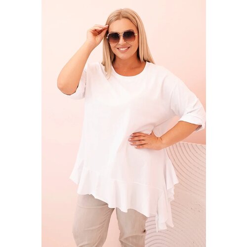 Kesi Włoski Women&amp;#039;s Plus Size blouse with cotton, featuring a pocket and rolled sleeves kiwi Slike