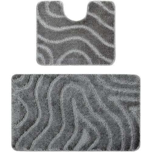 RugsX Preproge Dvodelni kopalni&scaron;ki set preproga SUPREME WAVES, v 60x100 cm Siva Cene
