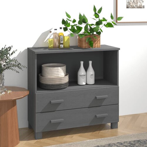 VidaXL komoda temno siva 85x35x80 cm trdna borovina Slike