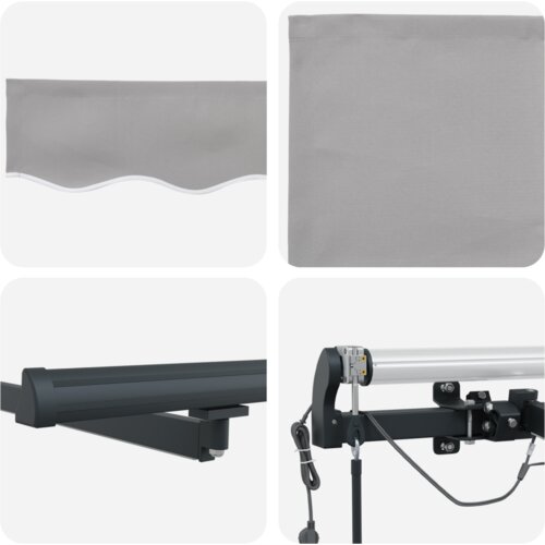 VidaXL Automatska uvučena tenda s LED svjetlom Svjetlosiva 300x250 cm, Zamjenski materijal za tendu za okvir 3x2.5 m Svjetlosiva Slike