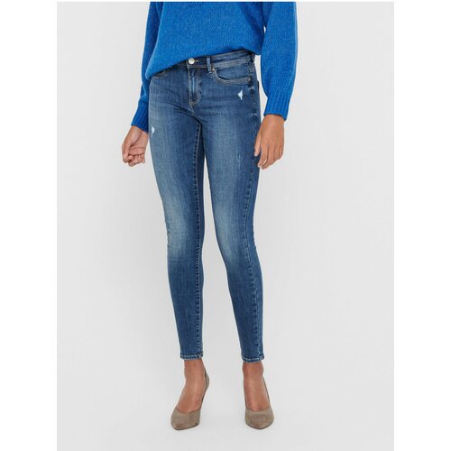 Only Blue Womens Skinny Fit Jeans with Cracked Effect Wauw - Women Cene