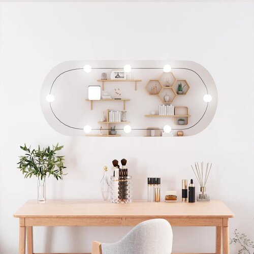  Zidno ogledalo s LED svjetlima 25 x 60 cm stakleno ovalno Cijene