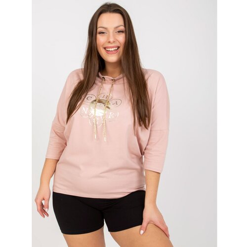 Fashion Hunters Dusty pink plus size blouse with 3/4 sleeves Slike