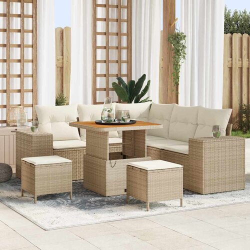 vidaXL Vrtna sedežna garnitura 8 pcs Bež, Kremasta 80 x 80 x 71 cm Cene