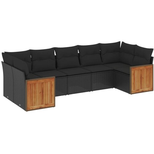 Maison Chic Seti vrtnega pohištva - Vrtna garnitura - Vrtni pohištvo set 7-delna z blazinami črn poli ratan, (21802250) Cene