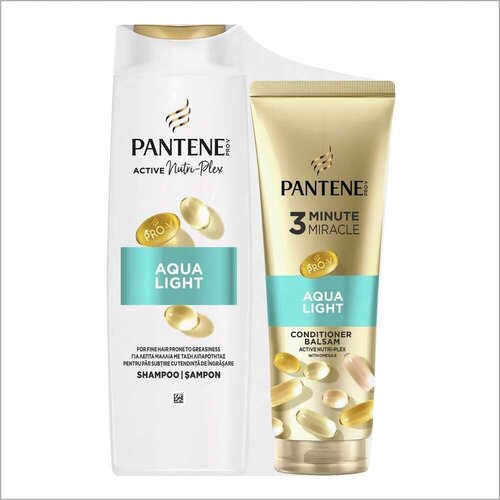 Pantene Pro-V Aqualight promo pakovanje (šampon za masnu kosu, 400 ml i 3 Minute Miracle regenerator 220ml) Cene