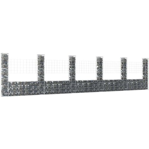 vidaXL Gabion košara U-oblike s 6 stebri železo 620x20x150 cm Cene