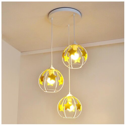  Dečiji luster na sajli STARS 3xE27/15W/230V žuta/bela Cene
