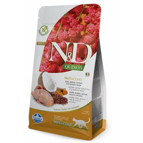 Farmina n&d quinoa hrana za mačke cat skin&coat quail&coconut 1,5kg Slike