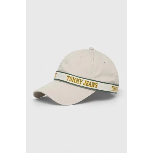 Tommy Jeans Pamučna kapa sa šiltom boja: bež, s tiskom