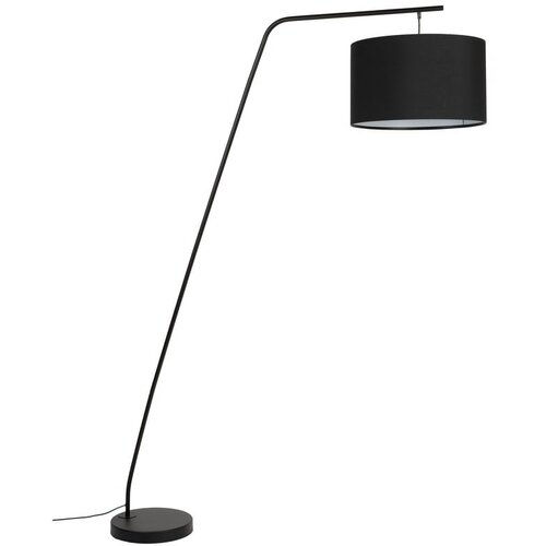 White Label Črna stoječa svetilka s tekstilnim senčilom (višina 220 cm) Martine – Cene
