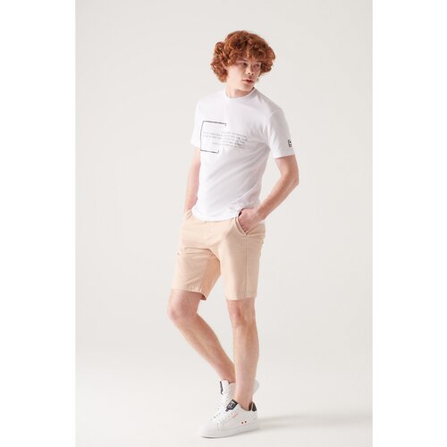 Avva Men's Beige Textured Cotton Shorts Slike