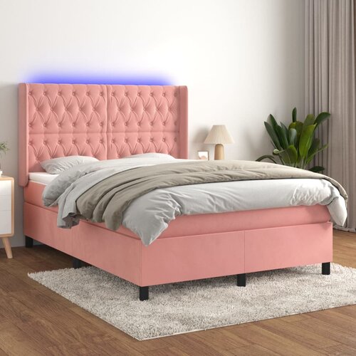  box spring s madracem LED ružičasti 140x190cm bar&scaron;unasti Cijene