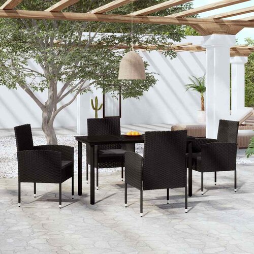  5-dijelni vrtni blagovaonski set crni Crna Dužina stola 140 cm Cene