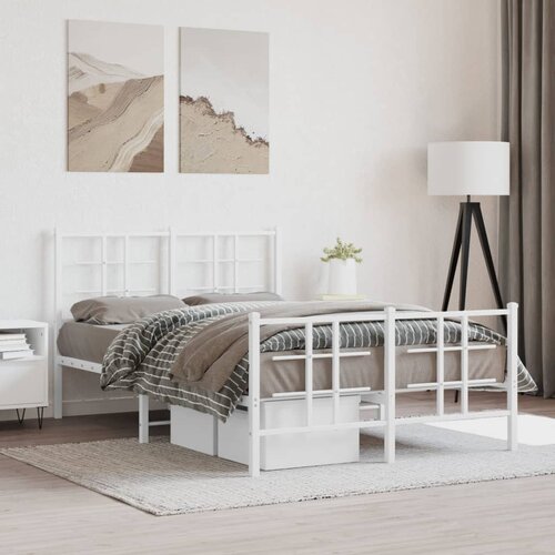 Furnova Kovinski posteljni okvir z vzglavjem in vznožjem bel 120x200 cm, (21942234) Slike