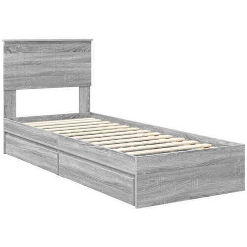 Krevet s od storage Siva Sonoma 75 x 190 cm Konstruirano drvo Slike