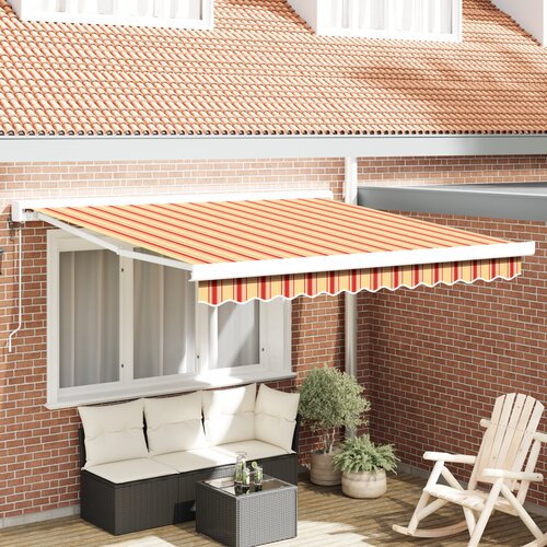 vidaXL Avtomatska retraktibilna tenda v rumeni in oranžni, 350x250 cm Cene