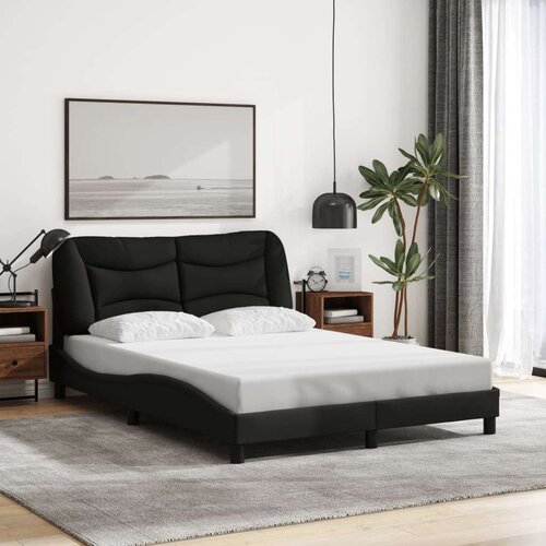  Okvir kreveta s LED svjetlima crni 140 x 190 cm od tkanine Slike