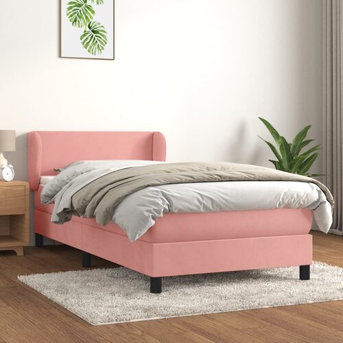 The Living Store Box spring postelja z vzmetnico roza 100x200 cm žamet - Box Spring Postelja, (21489511) Slike