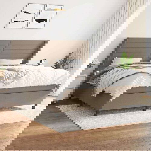  Box spring postelja z vzmetnico taupe 180x200 cm blago, (20896955) Cene