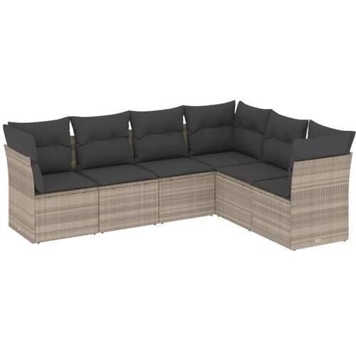 vidaXL 6-dijelni set vrtnih sofa od poliratana s jastucima svjetlosivi Cijene