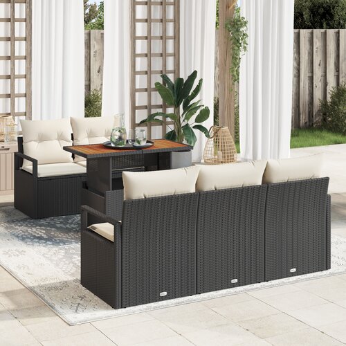 VidaXL 6-delni vrtni sofa set s blazinami črn poli ratan Slike