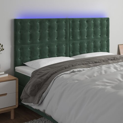  The Living Store LED posteljno vzglavje temno zeleno 200x5x118/128 cm žamet - LED Vzglavje, (21448519) Cene