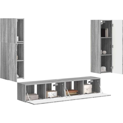  Komplet TV omaric 4 pcs Siva Sonoma Konstruiran les - - Siva - 57.9 - 30 x 31 x 100 cm - 2025-vidaXL-Uvoz_2 Slike