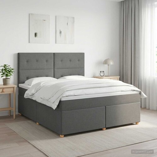  Boxspring krevet s madracem Tamnosiva 160 x 200 cm Tkanina - Tamnosiva 160 x 200 cm Prošiveno gumbima Cene
