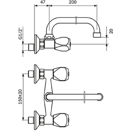 Rosan zidna baterija za sudoperu ili lavabo Izliv 200mm KF03101 Slike