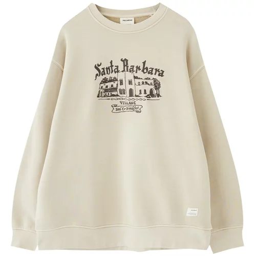 Pull&Bear Sweater majica bež / antracit siva