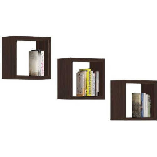 AKORD Komplet 3 Stenskih Polic, Wenge, (5000332572) Slike
